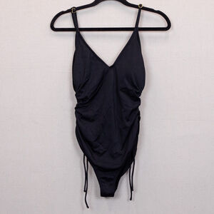 California Sunshine ribbed side ruched one piece bathing suit-XL